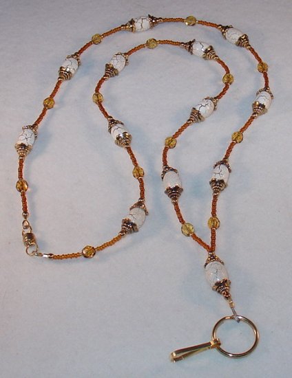 BEAUTIFUL ANTIQUED GOLD~BEADED LANYARD~ID BADGE HOLDER~LANYARD~BREAK AWAY