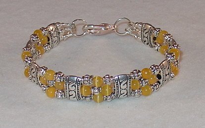 YELLOW CAT'S EYE~TIBET SILVER BRACELET