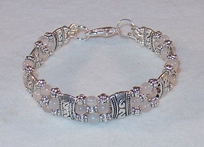 ROSE QUARTZ~TIBET SILVER BRACELET
