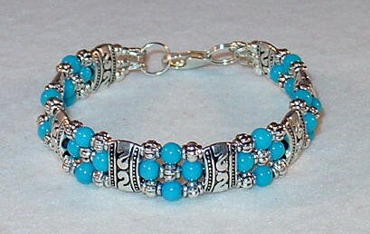 TURQUOISE MOUNTAIN JADE~TIBET SILVER BRACELET