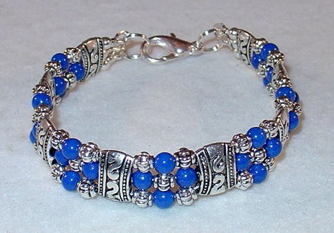 ROYAL BLUE MOUNTAIN JADE~TIBET SILVER BRACELET