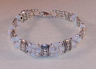 OPALITE/MOONSTONE~TIBET SILVER BRACELET