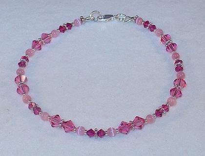 SWAROVSKI ROSE & FUCHSIA~CATS EYE ANKLET