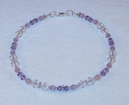 SWAROVSKI CRYSTAL & TANZANITE~CATS EYE ANKLET
