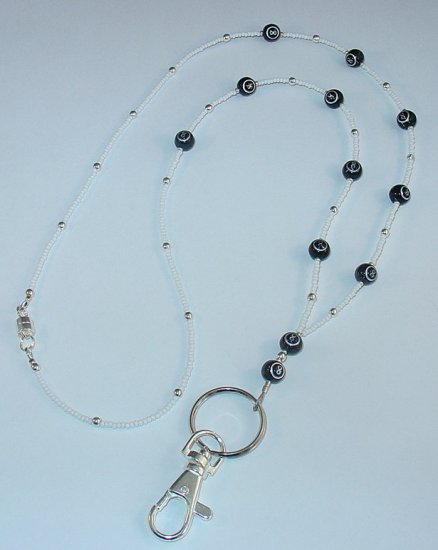 8 BALL~BEADED LANYARD~ID BADGE HOLDER~LANYARD~BREAK AWAY