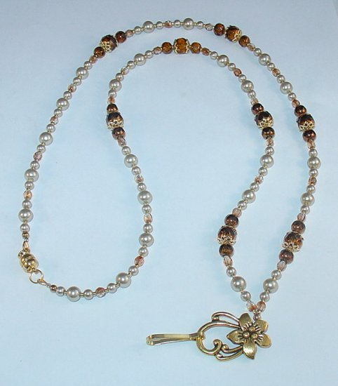BRONZE ELEGANCE BEADED LANYARD~ID BADGE HOLDER~LANYARD~BREAK AWAY