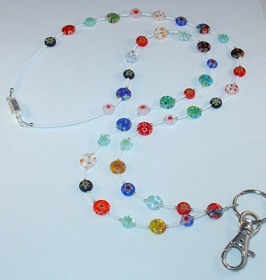 MILLEFIORI MADNESS 2~BEADED LANYARD~ID BADGE HOLDER~LANYARD~BREAK~AWAY