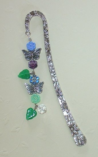 BUTTERFLY & FLOWER~TIBET SILVER BOOK MARKER