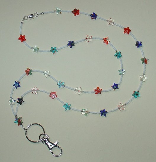 STAR MILLEFIORI~BEADED LANYARD~ID BADGE HOLDER~LANYARD~BREAK~AWAY