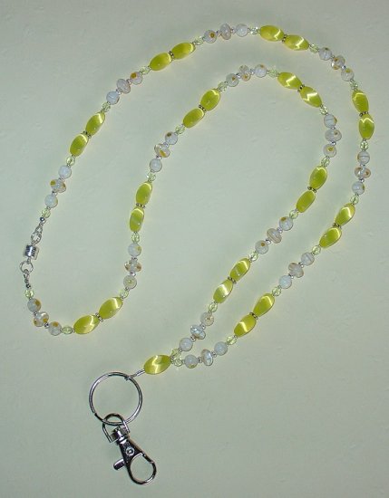 SUNNY CATS EYE~MILLEFIORI~BEADED LANYARD~ID BADGE HOLDER~LANYARD~BREAK~AWAY