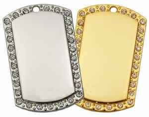 Large Gold Plated with CZ stones I. D. Tag