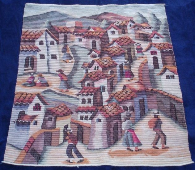 San Pedro village handwoven peruvian wool tapestry