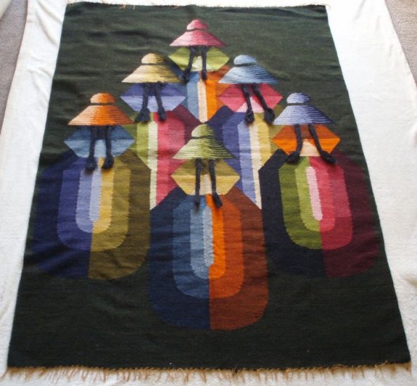 Cholas handwoven peruvian wool tapestry 60"x 42"