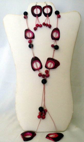 Tagua nut set - Fucsia