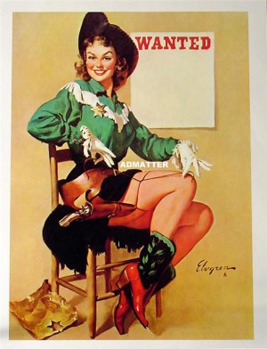 Elvgren Cowgirl on Vintage Gil Elvgren Cowgirl Pinup Girl Poster Hot Photo