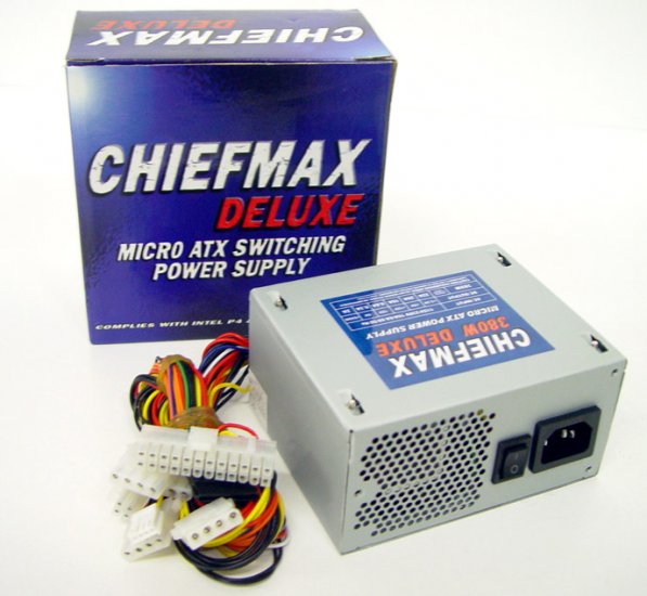 MicroATX 380 Watt Chiefmax Power Supply - Replacement for ALL microATX Emachines and most HP