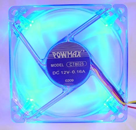 PowMax Typhoon 80 MM Case Fan with 4 Blue LED lights
