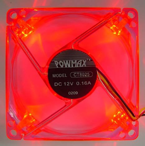 PowMax Typhoon 80 MM Case Fan with 4 Red LED lights