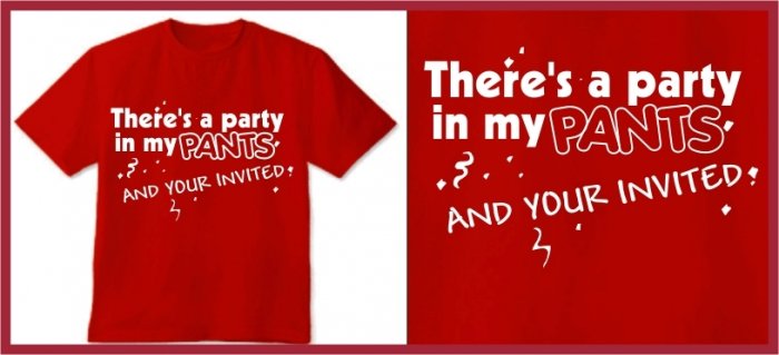 There's a party in my pants Anchorman T-SHIRT red Medium