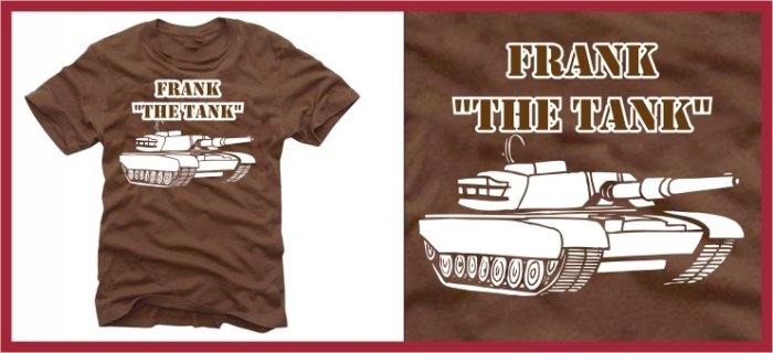 "" FRANK THE TANK "" ferrell old school T-SHIRT brown Lar