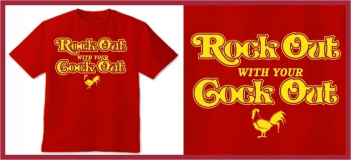 ROCK OUT WITH YOUR COCK OUT T-SHIRT red Large