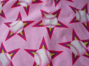 MadieBs BaseBalls on Pink Cotton Nap Mat Pad Cover w/Name