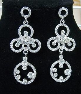 Luxury Rhinstone Fancy Flowerlike Platinum Plated Bridal Earrings