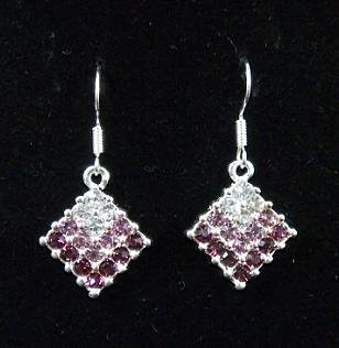 Squarel Design Rhinestone Earrings purple