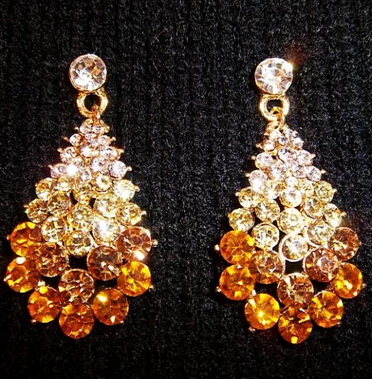 Trio Of Colors Tear Drop Crystal Earrings