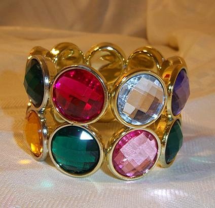 Vintage Design Bead Looking Plastic Stretch Bracelet Bangle multi-color