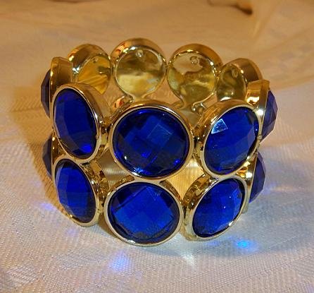 Vintage Design Bead Looking Plastic Stretch Bracelet Bangle Blue