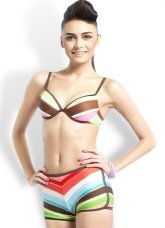 Lovely Rainbow Polyester Nylon Two-Piece Womens Swimsuit