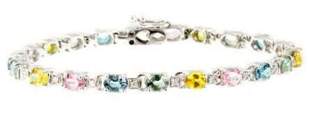 9.6ct Multi Color Sapphire & Diamond Bracelet