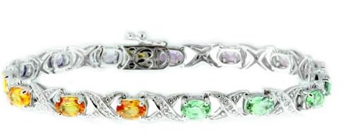 9.1ct Multi Color Sapphire & Diamond Bracelet