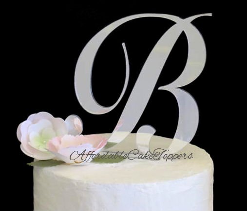 Silver Monogram Cake Topper Letters A-Z