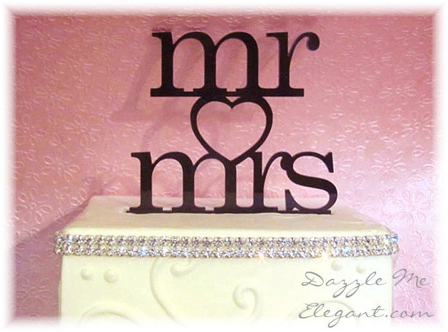 Mr & Mrs Heart Wedding Cake Topper
