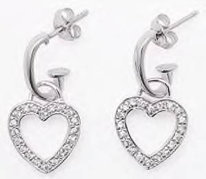 CZ Hanging Heart Earrings