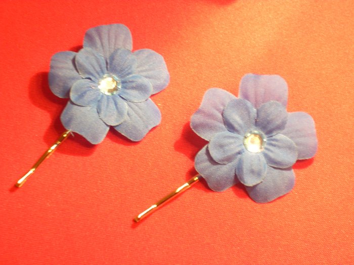 Bobby Pin--Blue Flower