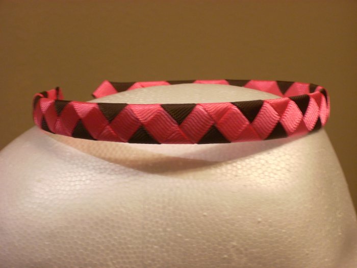 Woven Headband--Pink & Brown