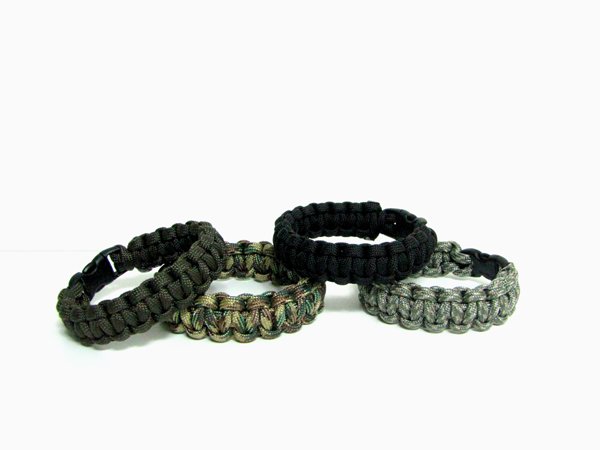 Set of 4 Paracord Bracelets, Choice of Size and Color