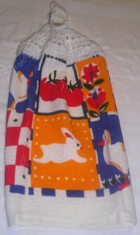 Spring Bunny Kitchen Hanging Towel White Top
