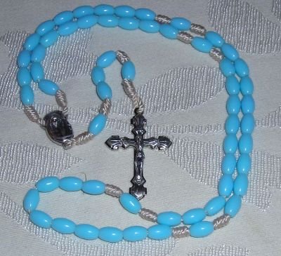 Handcrafted Rosaries -- Blue Plastic Beads