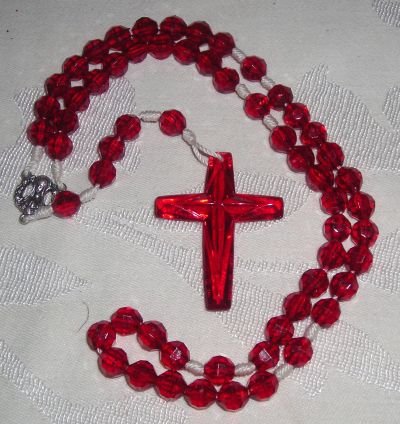 Handcrafted Rosaries -- Red Plastic Beads