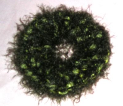 Fun Fur Handmade Crocheted Scrunchies Green/Ribbon