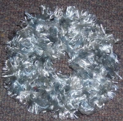 Fun Fur Handmade Crocheted Scrunchies Gray Ribbon