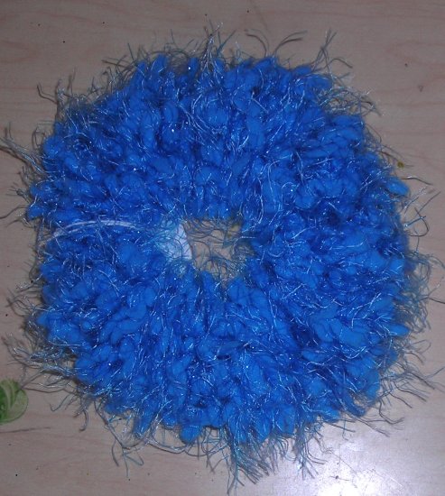 Fun Fur Handmade Crocheted Scrunchie Nobby Blue