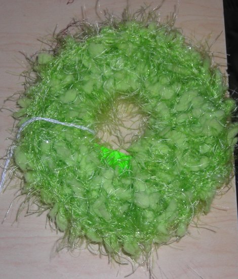Handmade Crocheted Hair Scrunchie Light Green Nobby