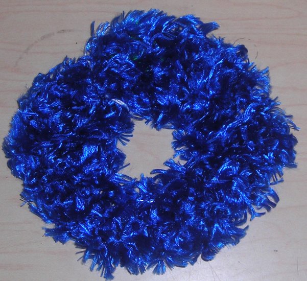 Fun Fur Handmade Crocheted Scrunchies Blue Ribbon