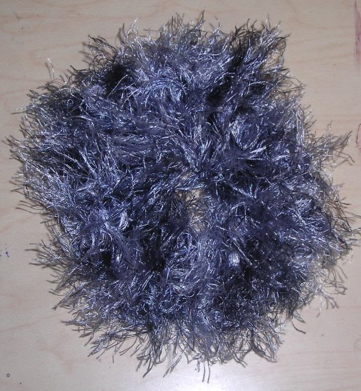 Fun Fur Handmade Crocheted Scrunchies Gray Black