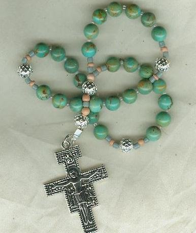 Anglican Rosary of Real Turquoise & Silver Filagree